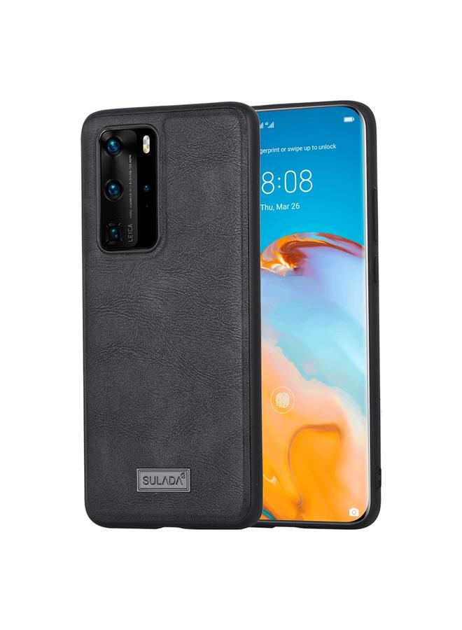 SULADA Case For Huawei P40 Pro Shockproof TPU + Handmade Leather Protective Case - Image 1