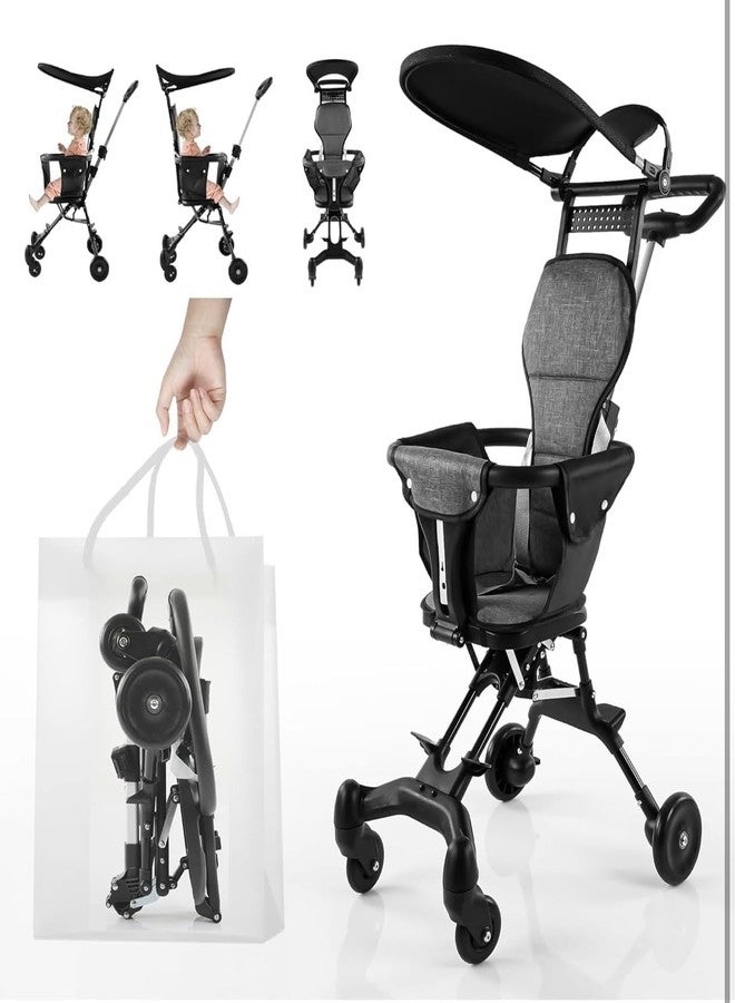 Richtots Premium 3-in-1 Baby Stroller for 7 Months to 3 Years, Lightweight, Foldable, Chair, Safety Harness, Cushioned Seat, Ideal Toddler Trolley, Easy Travel, Carry on Plane Foldable Stroller (Black) - Image 3