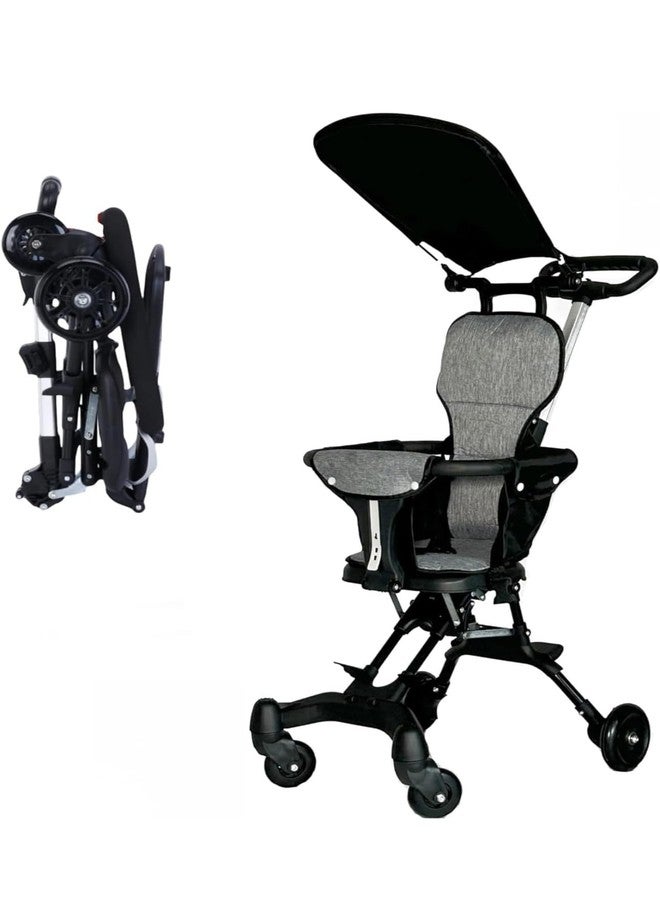 Richtots Premium 3-in-1 Baby Stroller for 7 Months to 3 Years, Lightweight, Foldable, Chair, Safety Harness, Cushioned Seat, Ideal Toddler Trolley, Easy Travel, Carry on Plane Foldable Stroller (Black) - Image 1