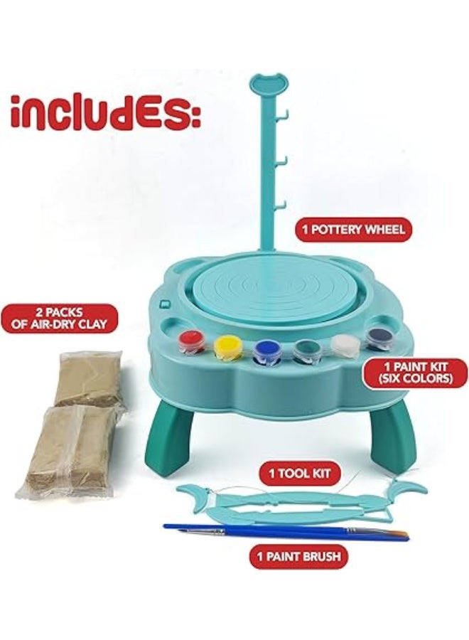 Pottery Making Kit for Kids, Pottery Set with Rolling Wheel, Colors and Drawing Tools, Ages 6+ (Multicolor) - Image 2