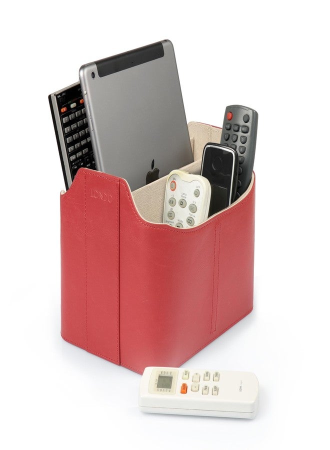 Londo PU Leather Remote Control Holder, Office Supplies Desk Organizer with Tablet Slot, Makeup Brush and Utensils Cube, Large Capacity Desk Caddy With 5 Compartments - Image 2