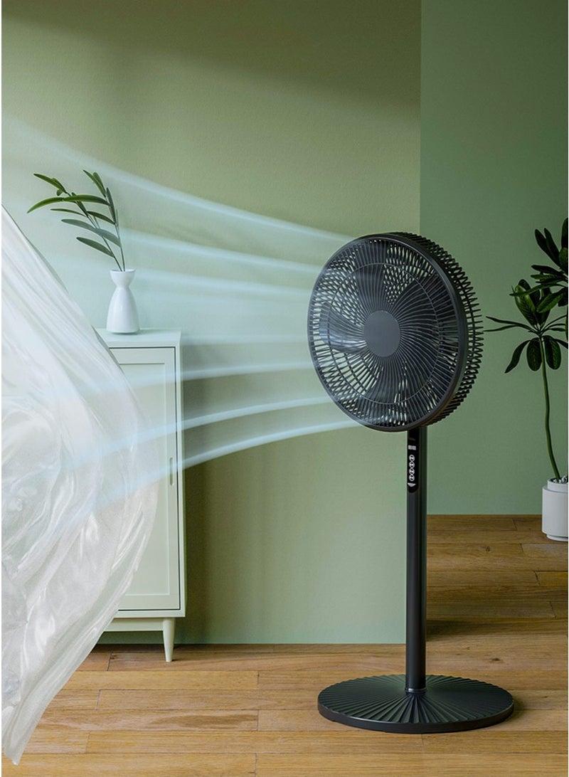 TAPIT 16-Inch Remote & Touch Control Standing Fan – Oscillating Floor Fan for Home, Office & Dorm, 8 Speeds + 9H Timer, Air Circulator for Living Room & Bedroom, Low Noise Energy-Saving Pedestal Fan (Black) - Image 2