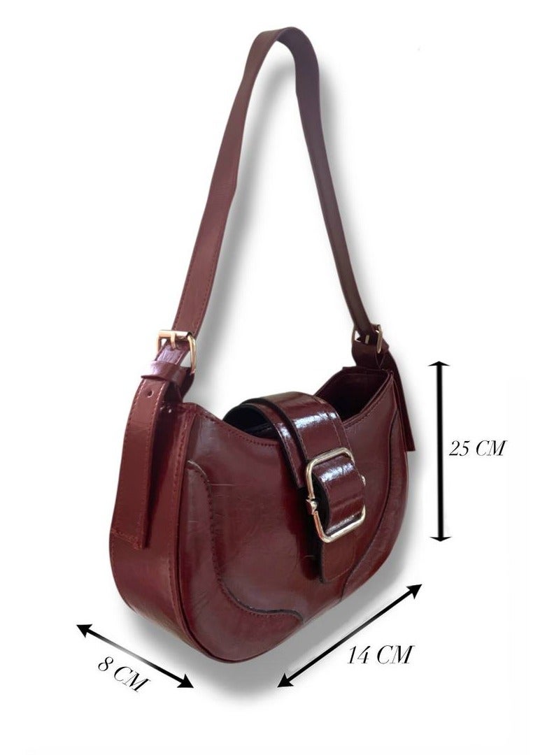 Elegant Women’s 2×1 Shoulder & Crossbody Bag in Burgundy – Stylish & Functional Design  - Image 2