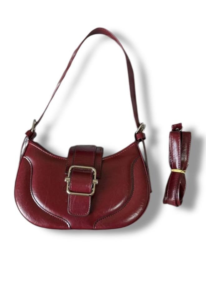 Elegant Women’s 2×1 Shoulder & Crossbody Bag in Burgundy – Stylish & Functional Design  - Image 4