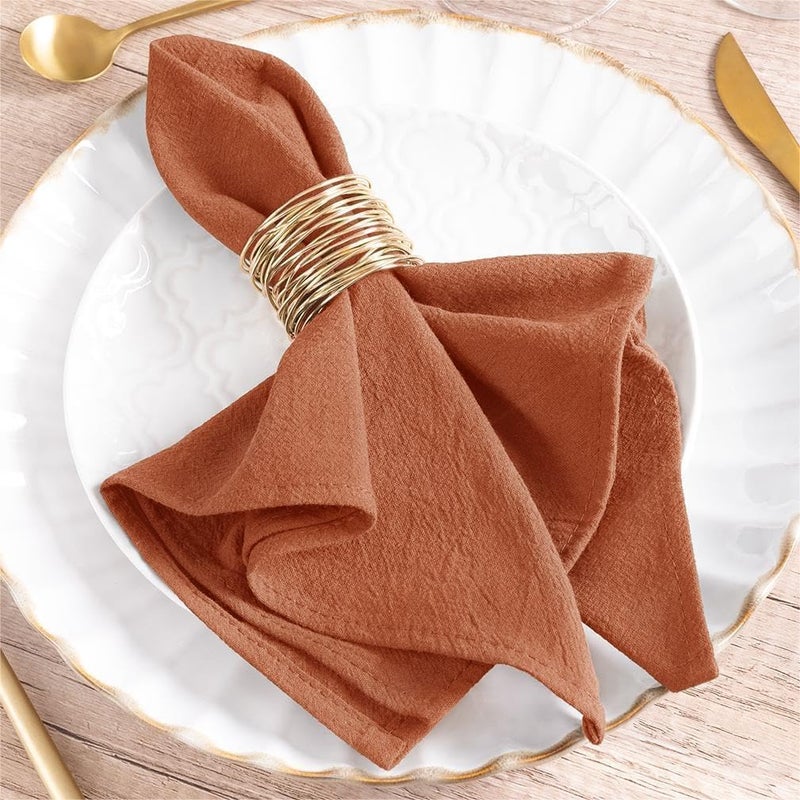 MLMW Terracotta Cloth Napkins Set of 6 Vintage Linen Dinner Cotton Napkins Cloth Bulk Washable 1616 for Wedding Party Baby Bridal Shower Birthday Table Decorations - Image 1