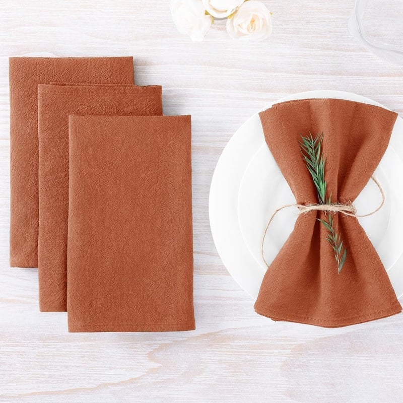 MLMW Terracotta Cloth Napkins Set of 6 Vintage Linen Dinner Cotton Napkins Cloth Bulk Washable 1616 for Wedding Party Baby Bridal Shower Birthday Table Decorations - Image 4