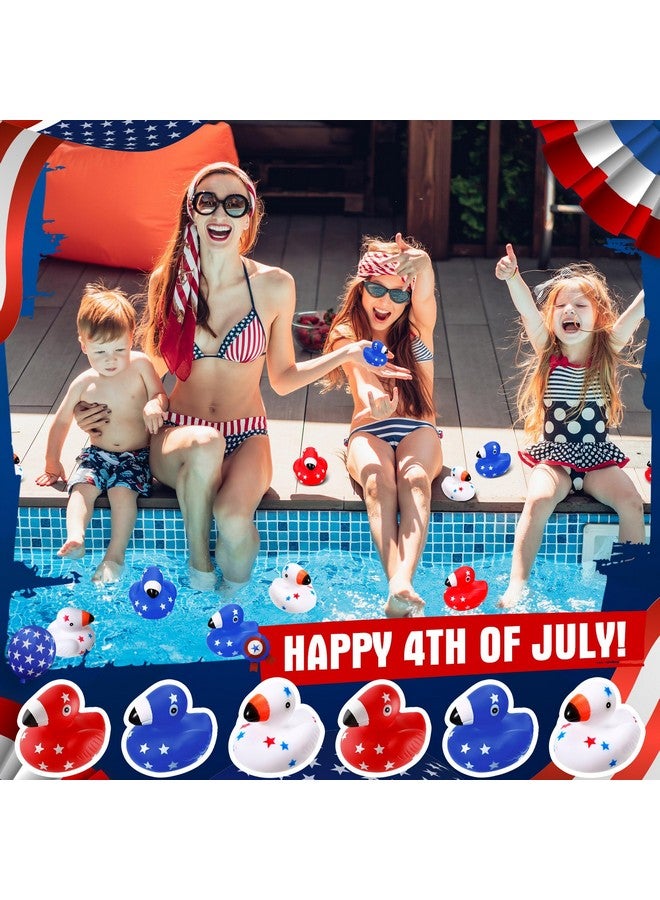 Jerify 24 Pcs Patriotic Flamingo Rubber Duck 4th of July Duck Bath Toys Baby Shower Decors 2.8" Floating Squeaky Star Ducks for USA Independence Day Party Favors Holiday Supplies Class Prizes - Image 5