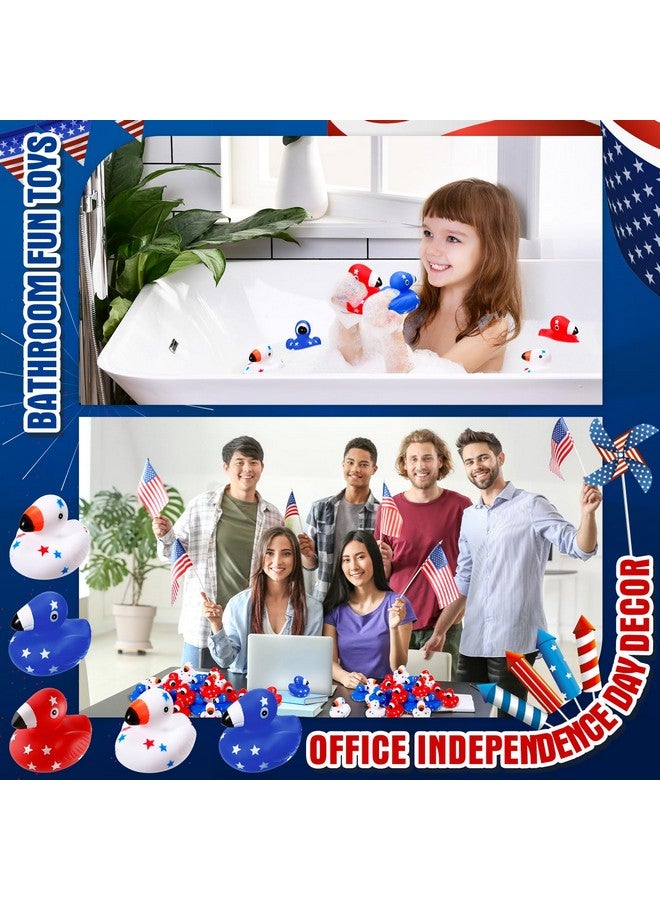 Jerify 24 Pcs Patriotic Flamingo Rubber Duck 4th of July Duck Bath Toys Baby Shower Decors 2.8" Floating Squeaky Star Ducks for USA Independence Day Party Favors Holiday Supplies Class Prizes - Image 3