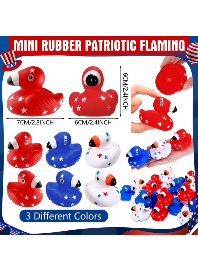 Jerify 24 Pcs Patriotic Flamingo Rubber Duck 4th of July Duck Bath Toys Baby Shower Decors 2.8" Floating Squeaky Star Ducks for USA Independence Day Party Favors Holiday Supplies Class Prizes - Image 2