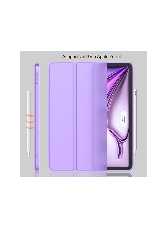DUSALA iPad Air 11 Inch Case M3(2025) / M2 (2024), iPad Air 5th/4th Generation Case 2022/2020 10.9 Inch with Pencil Holder,Trifold Stand Smart Case with Soft TPU Back(Violet) - Image 2