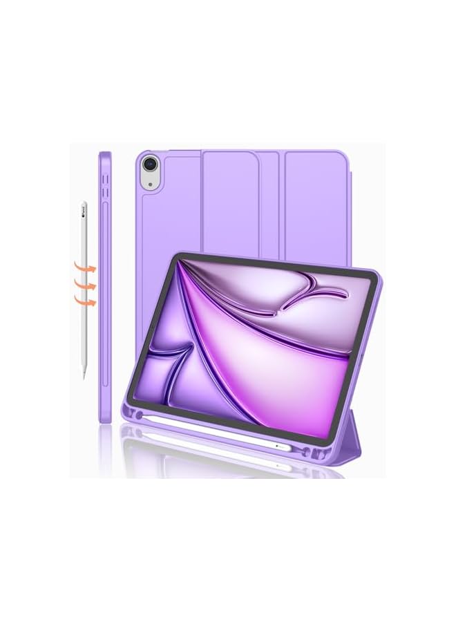 DUSALA iPad Air 11 Inch Case M3(2025) / M2 (2024), iPad Air 5th/4th Generation Case 2022/2020 10.9 Inch with Pencil Holder,Trifold Stand Smart Case with Soft TPU Back(Violet) - Image 1