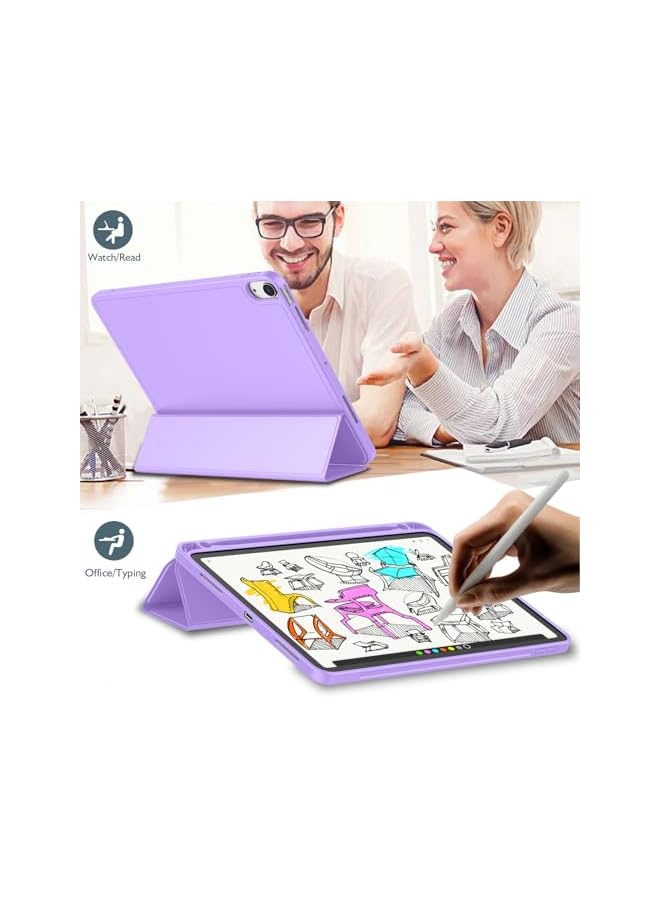 DUSALA iPad Air 11 Inch Case M3(2025) / M2 (2024), iPad Air 5th/4th Generation Case 2022/2020 10.9 Inch with Pencil Holder,Trifold Stand Smart Case with Soft TPU Back(Violet) - Image 4