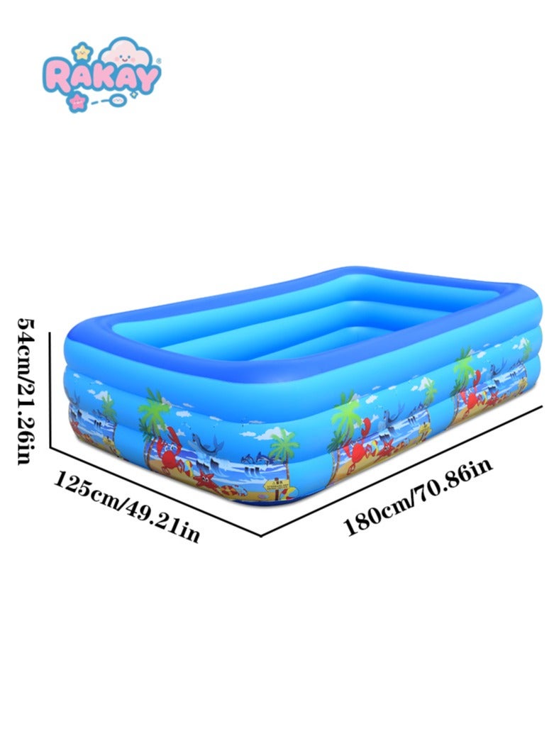 RAKAY Multipurpose Inflatable Pool, 180cm, PVC Family Swimming Pool,PVC material Wall thickness 0.3mm，Thicker and more Durable, Ball Pit and Sand Pool, Beach Theme Design，Great summer toys - Image 1