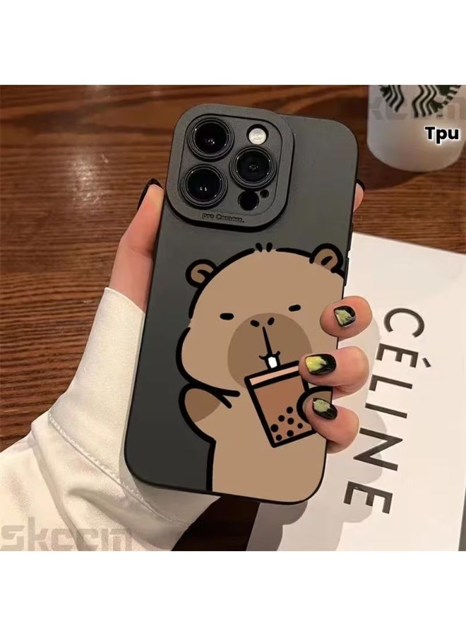 Temu Stylish iPhone case with a cute capybara cartoon design, shockproof and drop-resistant, compatible with iPhone 13 Pro - Image 1