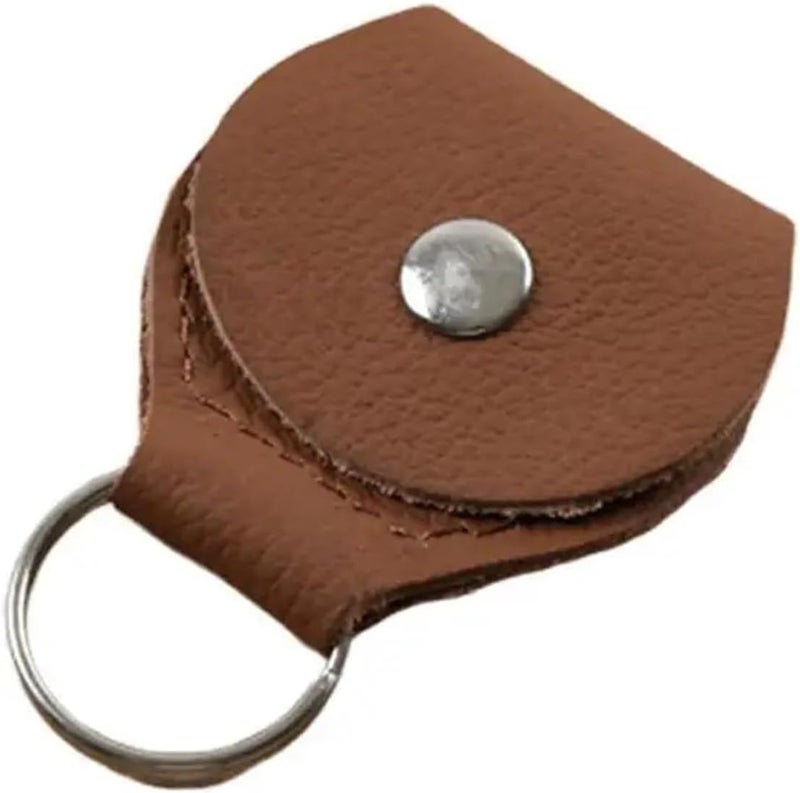 Quarter Holder Keychain 20Pcs Guitar Pick Holder Genuine Leather Guitar Accessories Bag Shape Keychain Plectrum Cases Guitarra for Coins Medallions(Brown) - Image 1