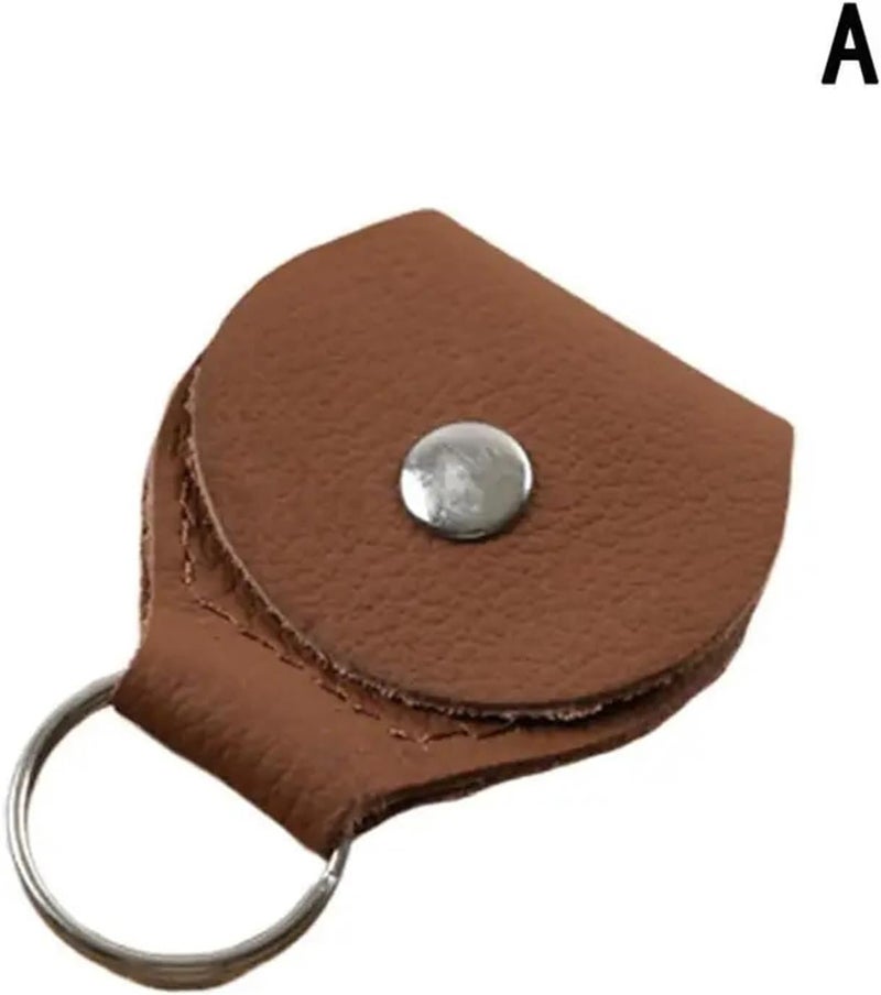 Quarter Holder Keychain 20Pcs Guitar Pick Holder Genuine Leather Guitar Accessories Bag Shape Keychain Plectrum Cases Guitarra for Coins Medallions(Brown) - Image 2