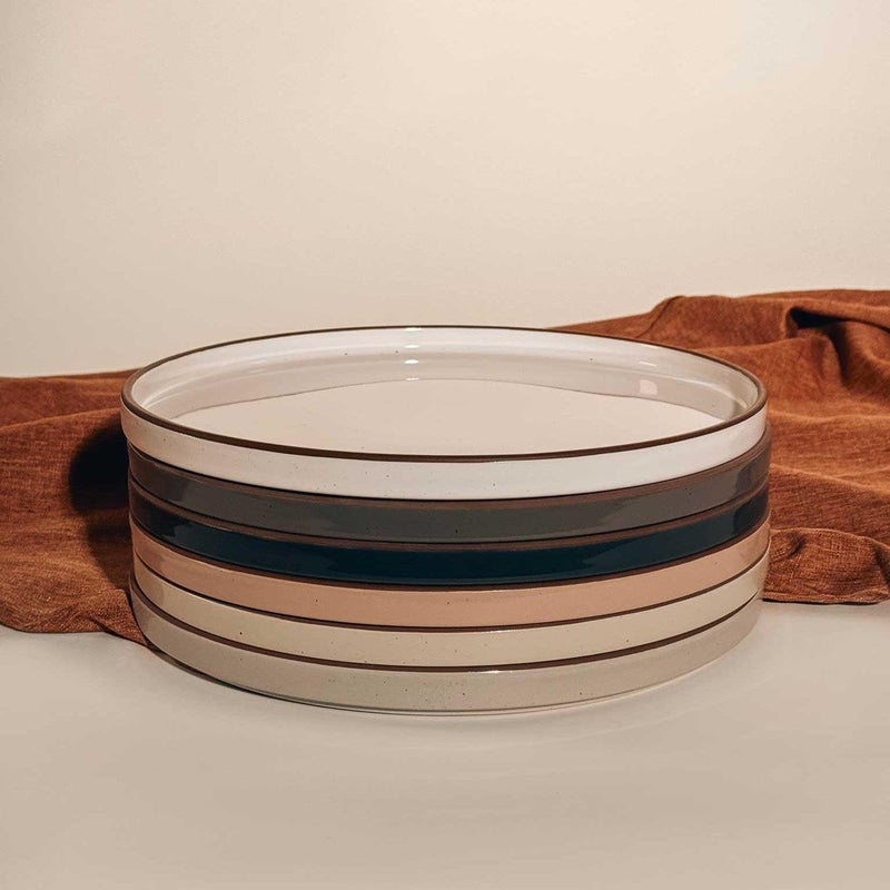 MORA Ceramic Flat Dinner Plates Set of 6, 10.5 in High Edge Dish Set - Microwave, Oven, and Dishwasher Safe, Scratch Resistant, Modern Dinnerware- Kitchen Porcelain Serving Dishes - Assorted Neutrals - Image 5