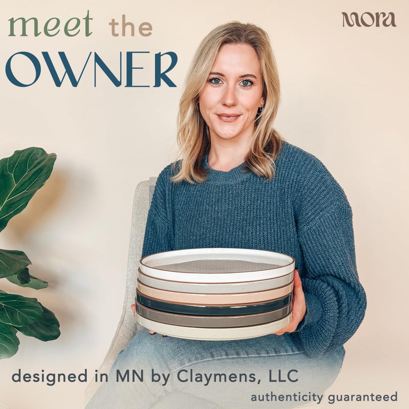 MORA Ceramic Flat Dinner Plates Set of 6, 10.5 in High Edge Dish Set - Microwave, Oven, and Dishwasher Safe, Scratch Resistant, Modern Dinnerware- Kitchen Porcelain Serving Dishes - Assorted Neutrals - Image 3