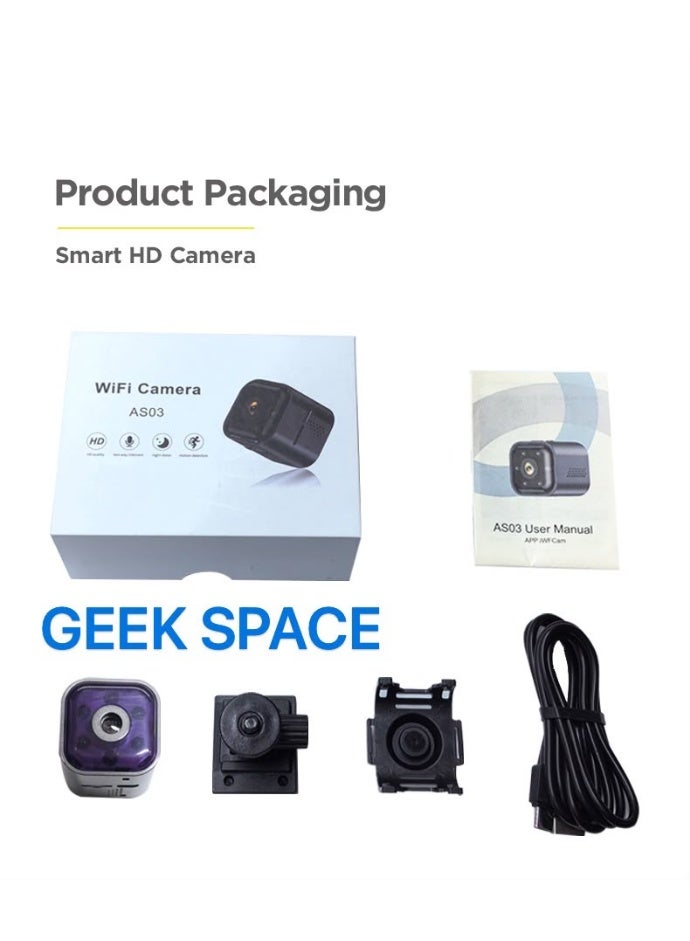 GEEK SPACE Mini WiFi HD Security Camera 1080P Wireless Smart Indoor CCTV Camera with Night Vision, AI Motion Detection, Two-Way Audio, Remote Viewing, TF Card Recording, Loop Recording, Mobile App Support, Home Office Baby Pet Monitoring Camera - Image 2