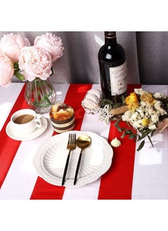 Elcoho 2 Pack Red And White Stripes Tablecloth Plastic Stripe Table Cover Carnival Circus Tablecloths For Carnival Circus Themed Party Decorations Movie Night Birthday Party Supplies  - Image 5