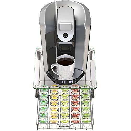 Deco Brothers Crystal Tempered Glass K-Cup Holder Drawer for 30 Coffee Pods Storage, Chrome - Image 4