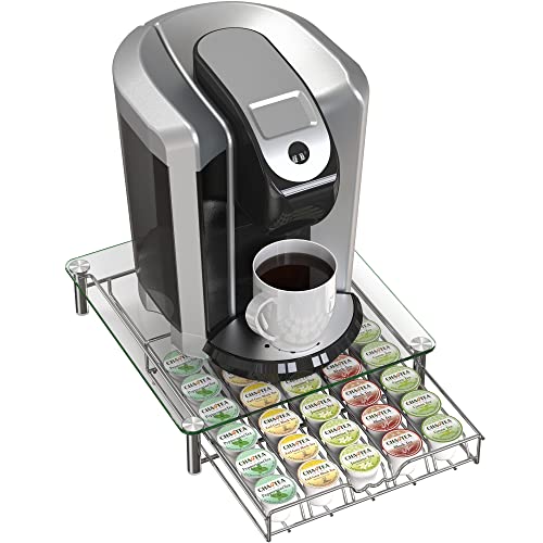 Deco Brothers Crystal Tempered Glass K-Cup Holder Drawer for 30 Coffee Pods Storage, Chrome - Image 3
