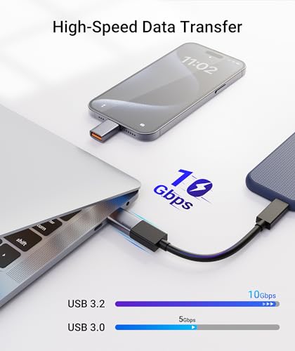 Syntech USB C to USB Adapter (2 Pack), 10Gbps USB3.2 Gen 2 Fit Side by Side, Type C Male to A 3.2 Female Adapter Compatible with iPhone 17 16 Pro Max/iPad/iMac/MacBook Pro and Thunderbolt 4/3 Devices - Image 2