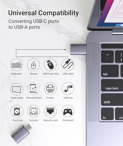 Syntech USB C to USB Adapter (2 Pack), 10Gbps USB3.2 Gen 2 Fit Side by Side, Type C Male to A 3.2 Female Adapter Compatible with iPhone 17 16 Pro Max/iPad/iMac/MacBook Pro and Thunderbolt 4/3 Devices - Image 4