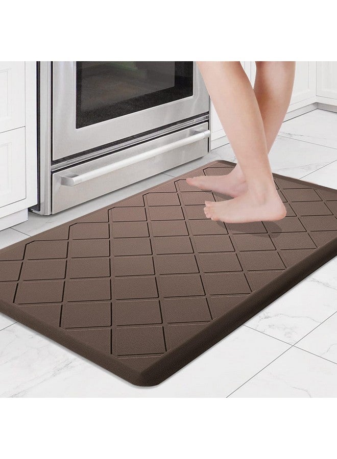 LUXE HOME INTERNATIONAL Luxe Home Jersey Boxes Anti-Fatigue (45x75 cm) Kitchen Mat Brown - Cushioned Support, Stylish and Durable, Easy to Clean, Non-Slip Bottom - Ideal for Kitchen, Desk, Laundry, Garage - Image 1