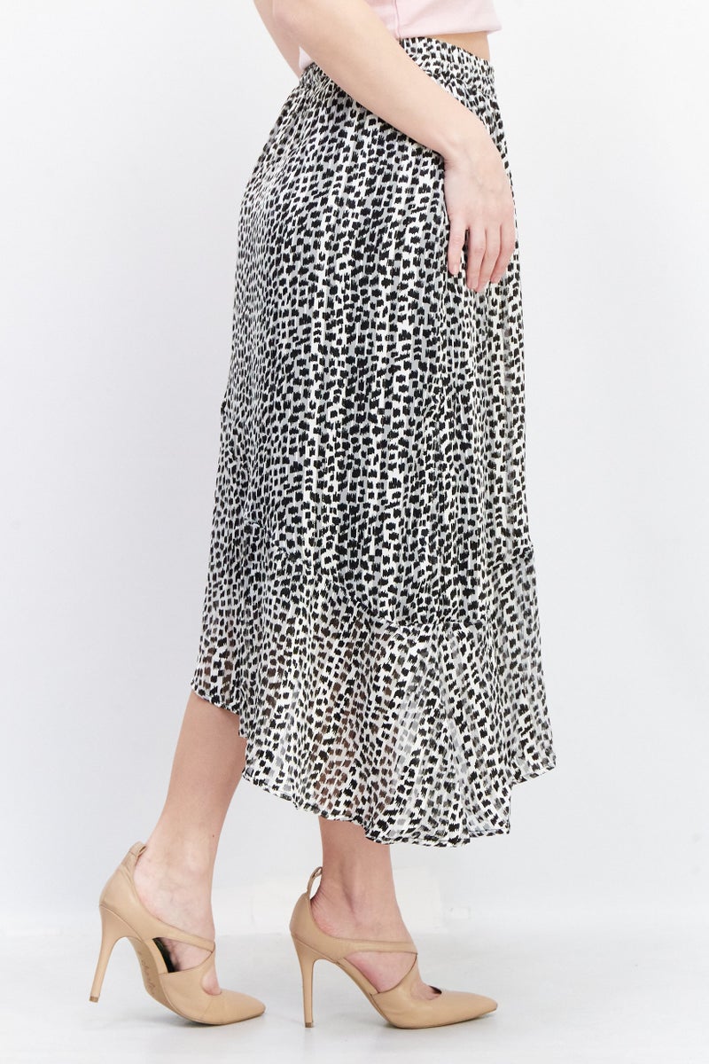 Tchibo Women Allover Print Midi Skirt, Grey - Image 2