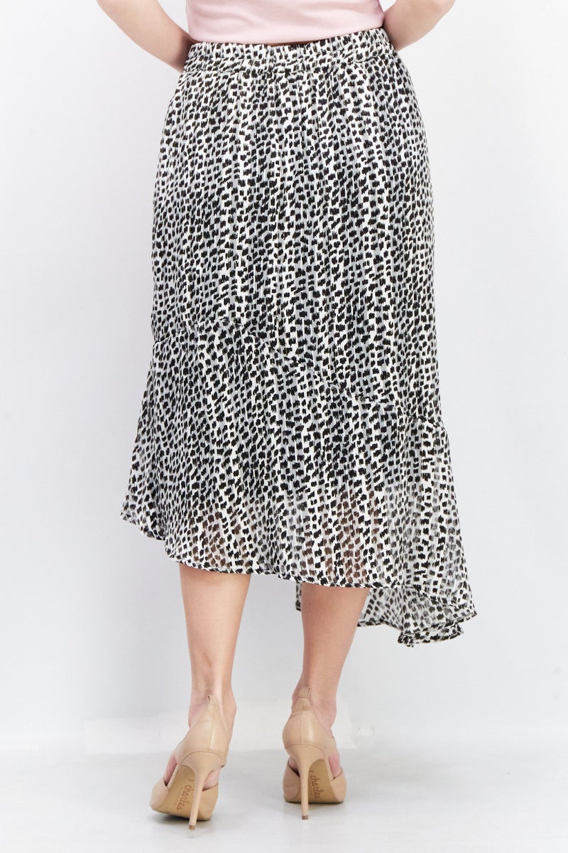 Tchibo Women Allover Print Midi Skirt, Grey - Image 4