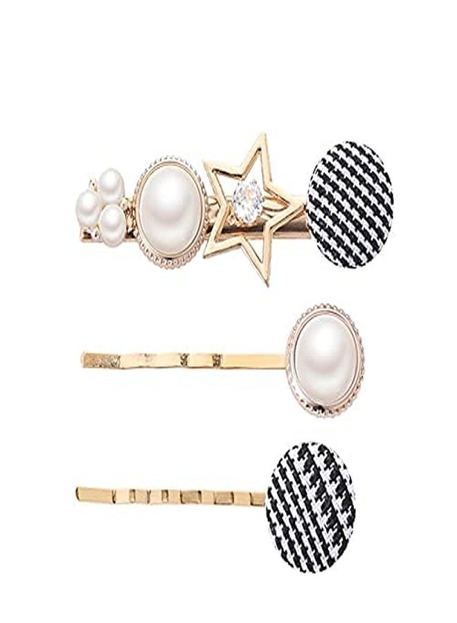 BOTIST 3Pcs Button Hairpin/Styling Hair Pin/Metal Hair Pins/Elegant Pearl Hair Pins For Women & Girls - Image 4