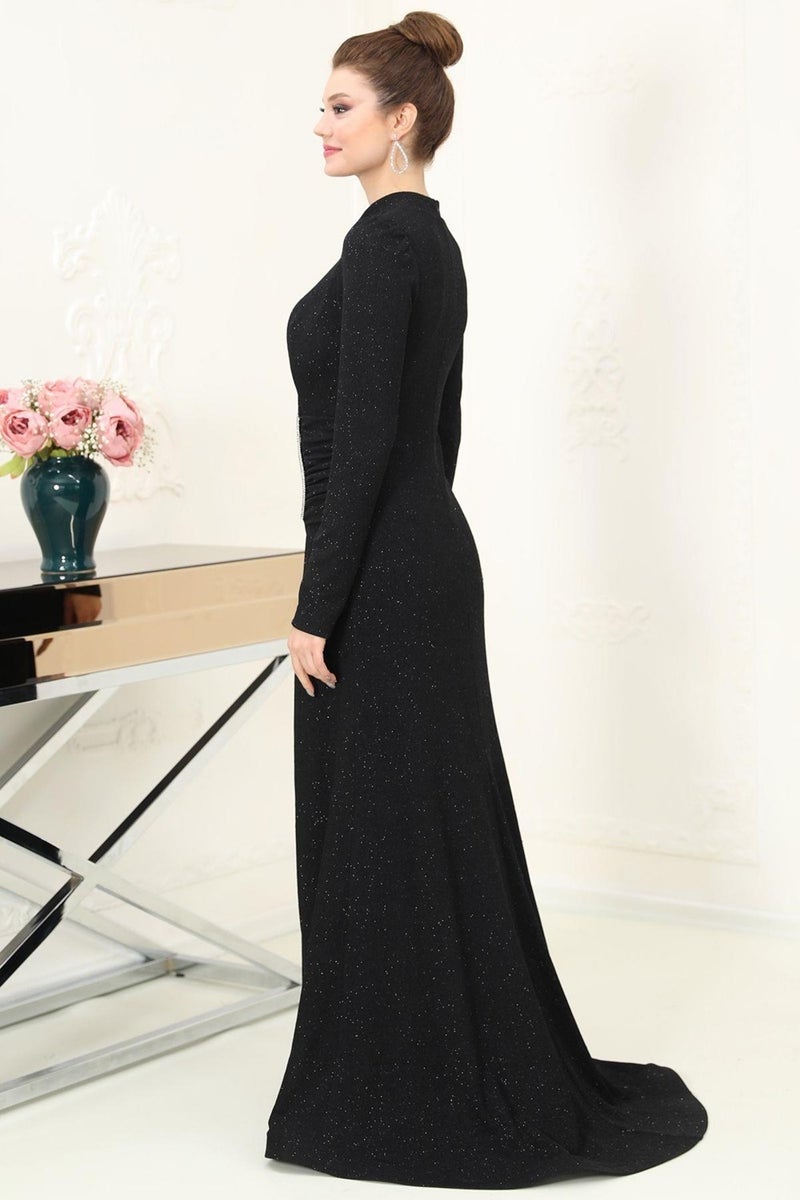 Esilanur Sahra Hijab Evening Dress Black  - Image 3