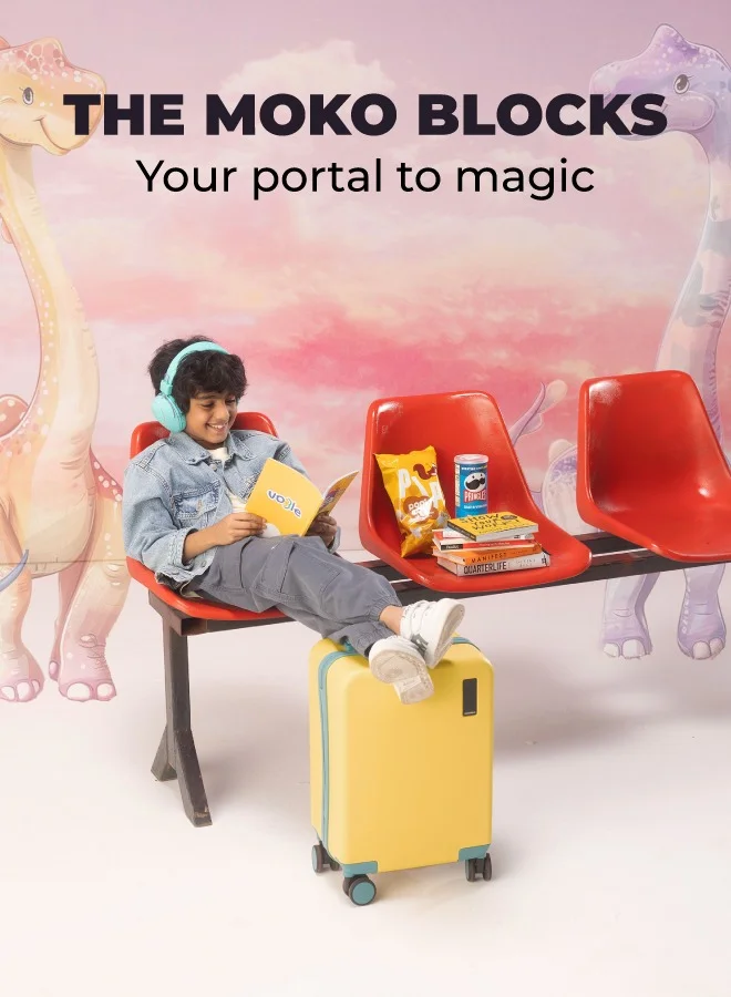 موكوبارا للتجارة ذ.م.م The Moko Blocks Unbreakable Polycarbonate Extra Light Weight Kids Luggage | Hard Trolley Suitcase for Kids (38 cms (7-12 Years), Cotton Candy)