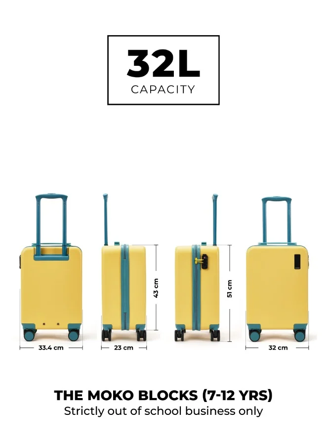 موكوبارا للتجارة ذ.م.م The Moko Blocks Unbreakable Polycarbonate Extra Light Weight Kids Luggage | Hard Trolley Suitcase for Kids (38 cms (7-12 Years), Cotton Candy)
