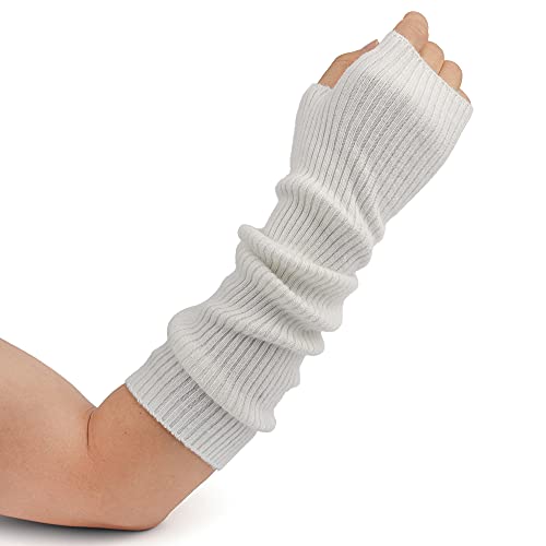 F Flammi Cashmere Blended Arm Warmer for Women Winter Fingerless Gloves Knit Mitten Gloves Wrist Warmer with Thumb Hole - Image 3