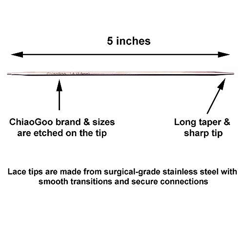 ChiaoGoo Twist Red Lace 5-Inch Mini 7500-M Interchangeable Circular Needle Set, Sizes US 000, 00, 0, 1, 1.5 with 3 Cords, Connectors, Stitch Markers, Stoppers with Project Bag - Image 4