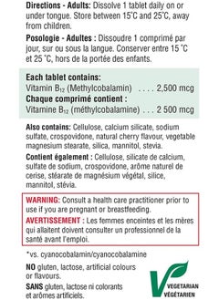 Jamieson Vitamin B12 2,500 Mcg (Methylcobalamin), 60 Sublingual Tablets  - Image 3