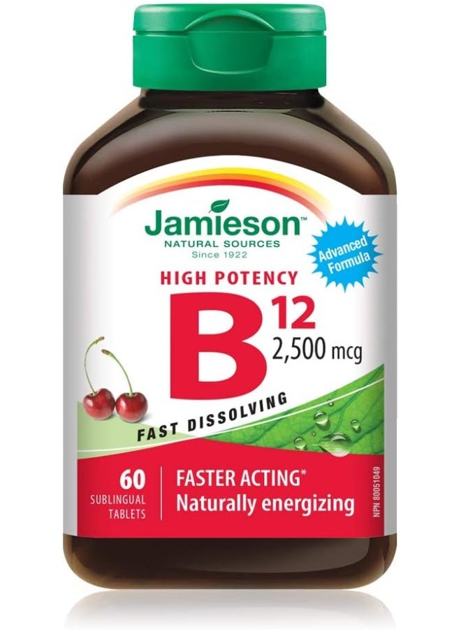 Jamieson Vitamin B12 2,500 Mcg (Methylcobalamin), 60 Sublingual Tablets  - Image 1