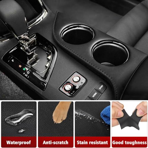 KBH Car Center Console Cup Holder Cover Replacement for Toyota Avalon 2013-2018, Armrest Arm Rest Cupholder Upholstery, Vinyl Leather, Anti-Scratch, Black (Leather Part Only) - Image 4