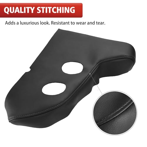 KBH Car Center Console Cup Holder Cover Replacement for Toyota Avalon 2013-2018, Armrest Arm Rest Cupholder Upholstery, Vinyl Leather, Anti-Scratch, Black (Leather Part Only) - Image 2