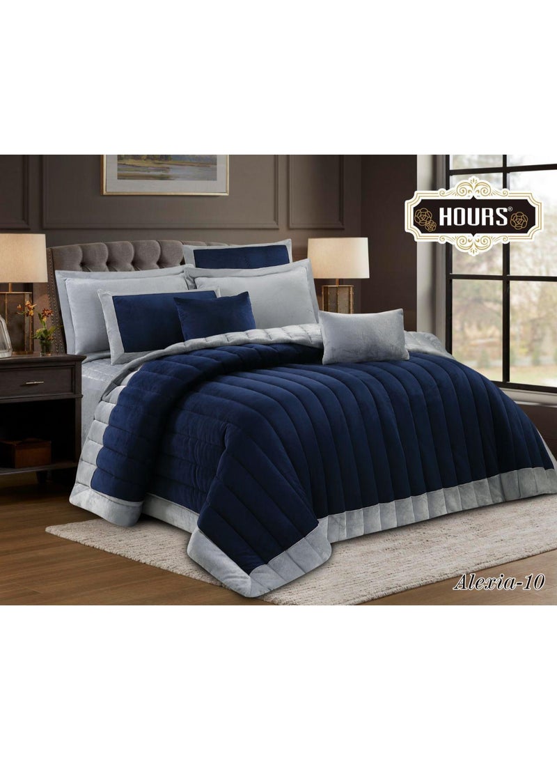 Horse Winter bedspread for two people, set of 8 pieces, fixed filling