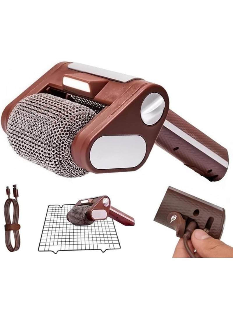 NANAO منظف شواية كهربائي، فرشاة شواية دوارة بدون شعيرات مع LED، منظف فرشاة كهربائي لاسلكي، أسطوانة ستانلس ستيل قابلة للفصل بسرعة 350 دورة في الدقيقة، تخلص من الطعام المحترق للشواء في الهواء الطلق - Image 1