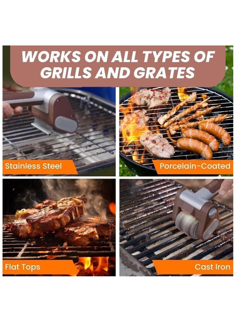 NANAO منظف شواية كهربائي، فرشاة شواية دوارة بدون شعيرات مع LED، منظف فرشاة كهربائي لاسلكي، أسطوانة ستانلس ستيل قابلة للفصل بسرعة 350 دورة في الدقيقة، تخلص من الطعام المحترق للشواء في الهواء الطلق - Image 4