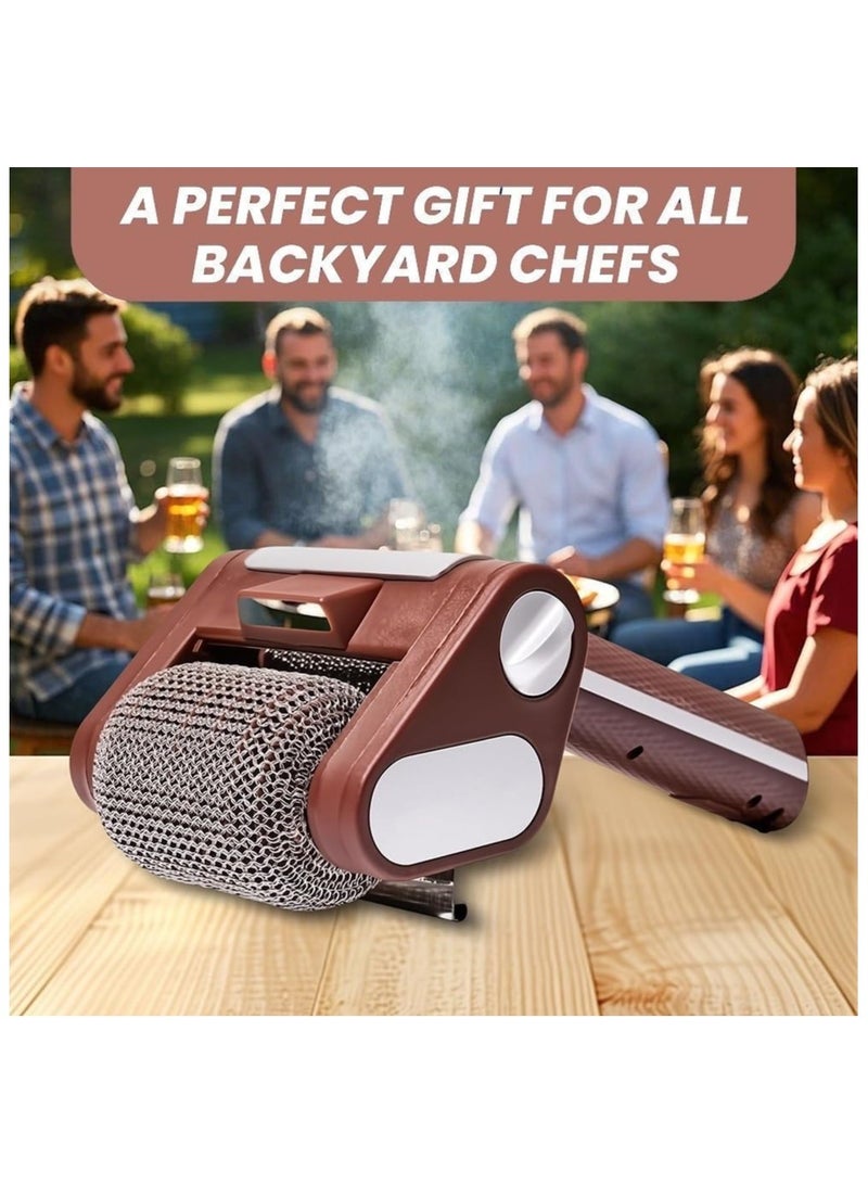 NANAO منظف شواية كهربائي، فرشاة شواية دوارة بدون شعيرات مع LED، منظف فرشاة كهربائي لاسلكي، أسطوانة ستانلس ستيل قابلة للفصل بسرعة 350 دورة في الدقيقة، تخلص من الطعام المحترق للشواء في الهواء الطلق - Image 3