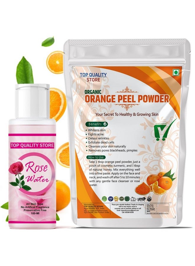 Top Quality Store TQS Natural Rose Water & Orange Peel Powder For Skin And Skincare | Pure Natural, Preservative-Free, No Chemcial - 100gm - Image 1