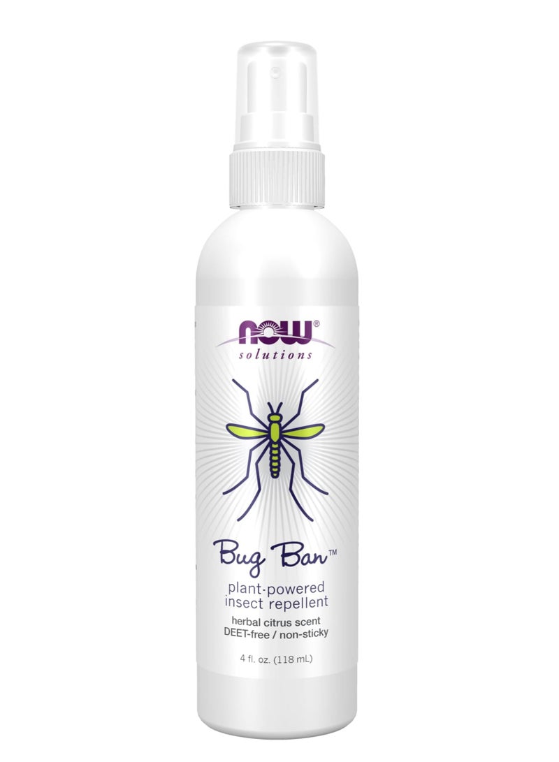 now Bug Ban Plant Powered Insect Repellent Herbal Citrus Scent Deet Free Non Sticky 118ml