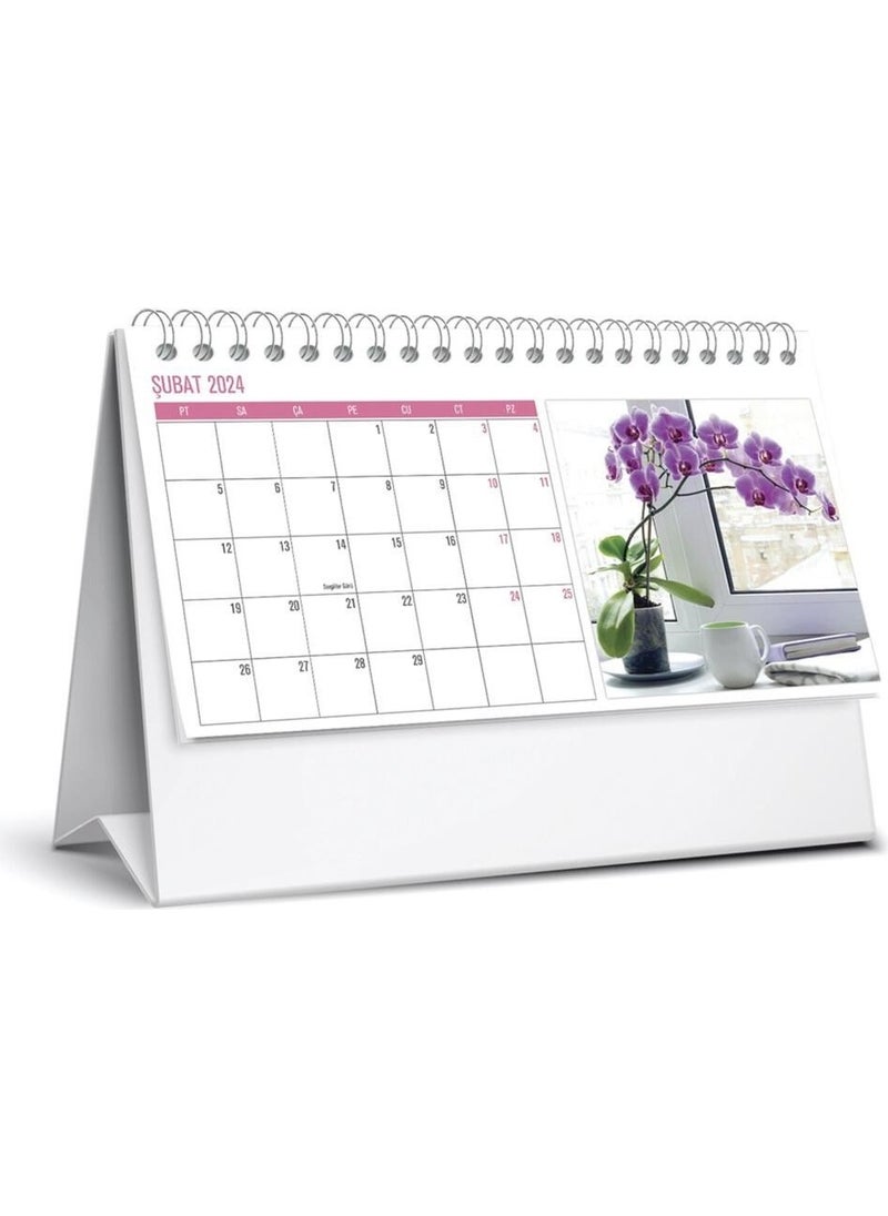 Keskin Color - 2024 Cardboard Triangle Table Calendar Flower MTK-803 - Image 1