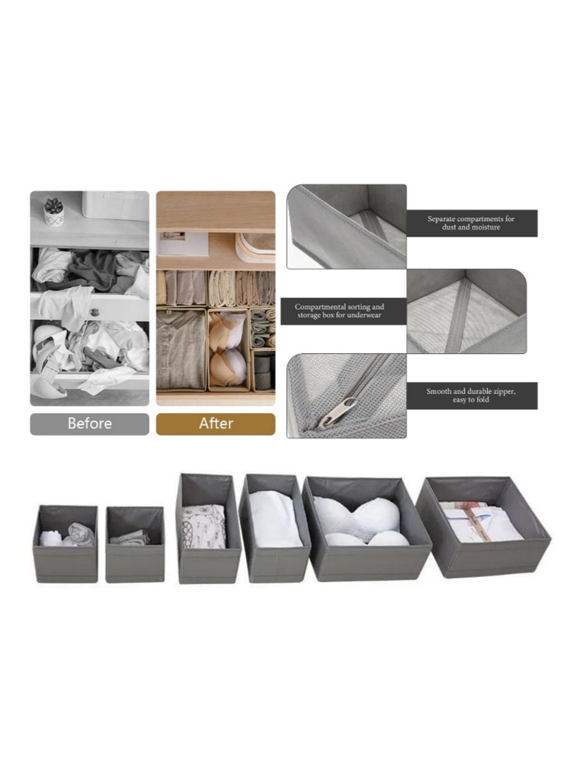 HM2A Foldable Cloth Storage Box Closet Dresser Drawer Organizer Fabric Baskets Bins Containers Divider with Drawers for Clothes, Underwear, Socks, Clothing, Set of 6  - Image 5