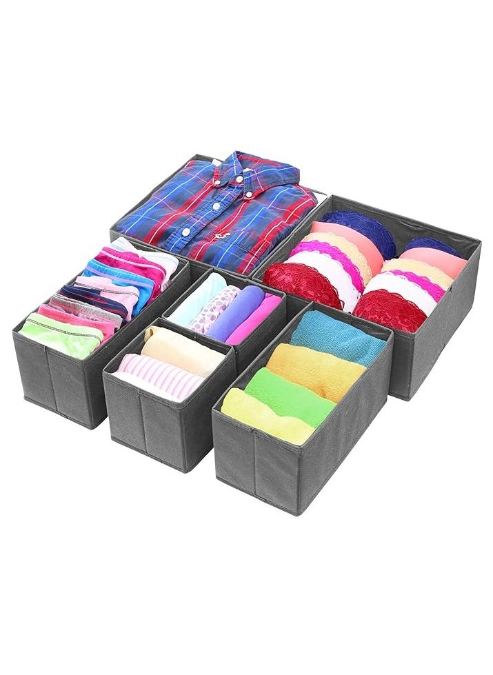 HM2A Foldable Cloth Storage Box Closet Dresser Drawer Organizer Fabric Baskets Bins Containers Divider with Drawers for Clothes, Underwear, Socks, Clothing, Set of 6  - Image 1